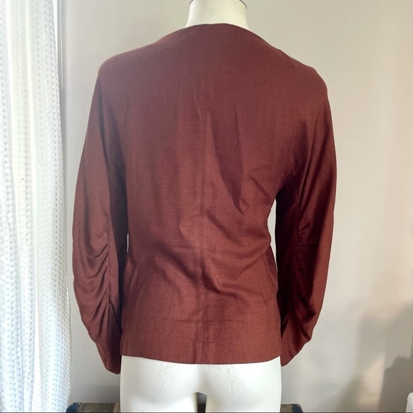 Zara TRF Collection Ruched Rust Orange Long Sleeved Top Small - Picture 8 of 10